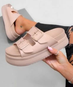 CIT DESRA Chunky Buckle Sandals - Beige SHOES