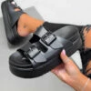 CIT DESRA Chunky Buckle Sandals - Black SHOES