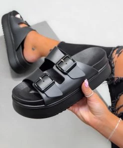 CIT DESRA Chunky Buckle Sandals - Black SHOES