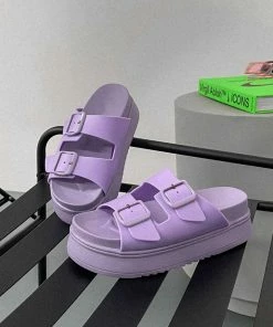 CIT DESRA Chunky Buckle Sandals - Purple SHOES