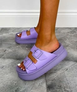 CIT DESRA Chunky Buckle Sandals - Purple SHOES