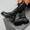 NDS DESTRUCTION Lace Up Midi Boots - Black SHOES