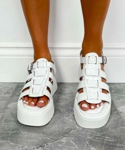 ELG DHALIA Chunky Gladiator Sandals - White Croc