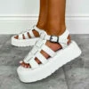 ELG DHALIA Chunky Gladiator Sandals - White Croc