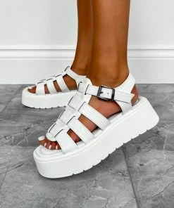 ELG DHALIA Chunky Gladiator Sandals - White Croc