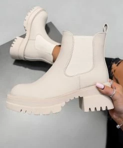 DMF ELIZAH Chunky Chelsea Ankle Boots - Beige