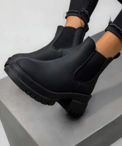 DMF SHOES ELIZAH Chunky Chelsea Ankle Boots - Black