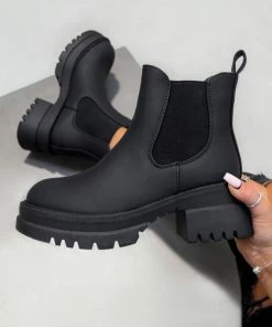 DMF SHOES ELIZAH Chunky Chelsea Ankle Boots - Black