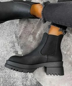 DMF SHOES ELIZAH Chunky Chelsea Ankle Boots - Black