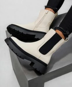 DMF ELLIE Chunky Chelsea Ankle Boots - Cream