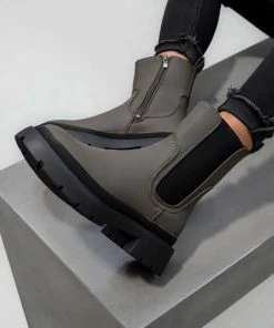 DMF ELLIE Chunky Chelsea Ankle Boots - Khaki