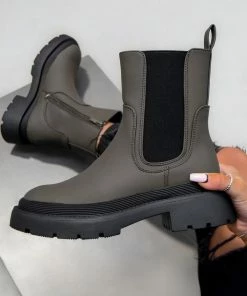 DMF ELLIE Chunky Chelsea Ankle Boots - Khaki