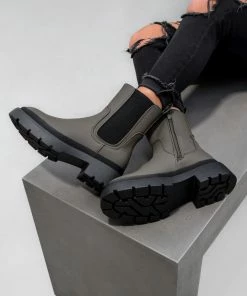 DMF ELLIE Chunky Chelsea Ankle Boots - Khaki