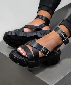 NDS EMELIA Chunky Buckle Sandals - Black