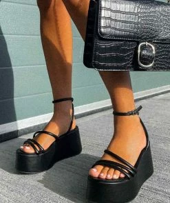 CIT ES VEDRA Chunky Platform Sandals - Black PU SHOES