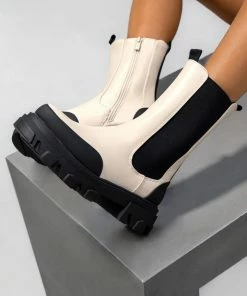 NDS SHOES ETTA Chunky Chelsea Ankle Boots - Beige