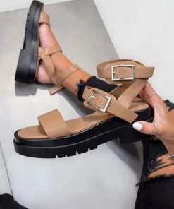 NDS FAITH Chunky Buckle Sandals - Mocha PU SHOES