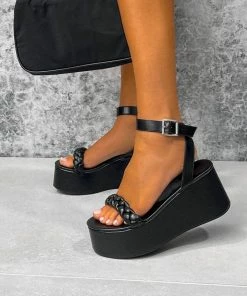 CIT FIONA Chunky Platform Sandals - Black PU