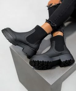 MOY FRANKIE Chunky Panelled Ankle Boots - Black