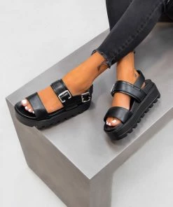 ELG GABRIELLA Chunky Cleated Platform Buckle Sandals - Black 7 ELG GABRIELLA Chunky Cleated Platform Buckle Sandals - Black
