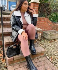 LIV GRACE Chunky Ankle Boots - Black Croc SHOES