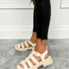 DMF HALLIE Chunky Buckle Sandals - Beige SHOES