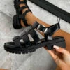 DMF HALLIE Chunky Buckle Sandals - Black