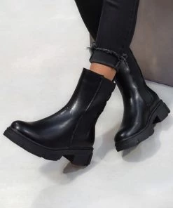 CIT SHOES HALLIE Chunky Ankle Boots - Black PU