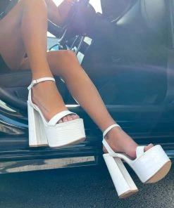 NDS SHOES HIGH HOPES Chunky Platform Heels - White Croc 8 NDS SHOES HIGH HOPES Chunky Platform Heels - White Croc