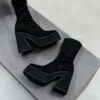 ELG HOLD UP Platform Sock Fit Boots - Black Faux Suede