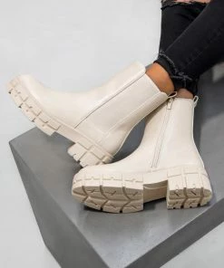 NDS INDIE Chunky Chelsea Ankle Boots - Beige PU