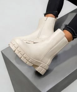 NDS INDIE Chunky Chelsea Ankle Boots - Beige PU