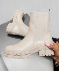 NDS INDIE Chunky Chelsea Ankle Boots - Beige PU