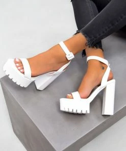 CIT JADA Chunky Platform Heels - White SHOES
