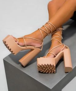 NDS JADE Chunky Platform Heels - Beige
