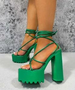 NDS JADE Chunky Platform Heels - Green SHOES 9 NDS JADE Chunky Platform Heels - Green SHOES