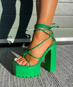 NDS JADE Chunky Platform Heels - Green SHOES