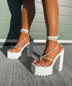NDS JADE Chunky Platform Heels - White