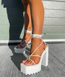 NDS JADE Chunky Platform Heels - White