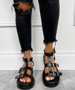 DMF JAYDA Chunky Buckle Sandals - Black
