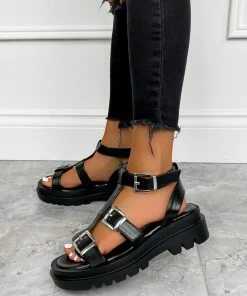DMF JAYDA Chunky Buckle Sandals - Black