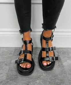 DMF JAYDA Chunky Buckle Sandals - Black
