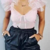 AJ Voyage Tops JENA Frill Shoulder Bodysuit - Pink