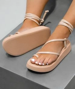 DMF SHOES JORGIE Chunky Lace Sandals - Beige