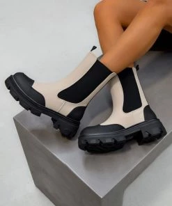 DMF SHOES JOSIE Chunky Chelsea Ankle Boots - Beige