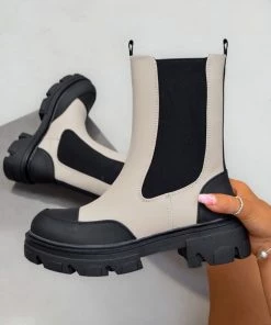 DMF SHOES JOSIE Chunky Chelsea Ankle Boots - Beige