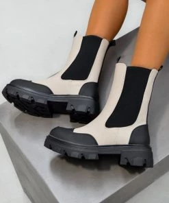 DMF SHOES JOSIE Chunky Chelsea Ankle Boots - Beige