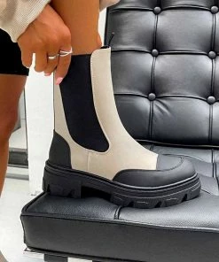 DMF SHOES JOSIE Chunky Chelsea Ankle Boots - Beige