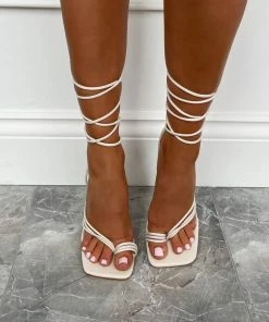 NDS KACEY Lace Up Heels - Nude SHOES