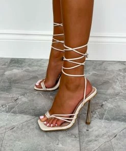 NDS KACEY Lace Up Heels - Nude SHOES